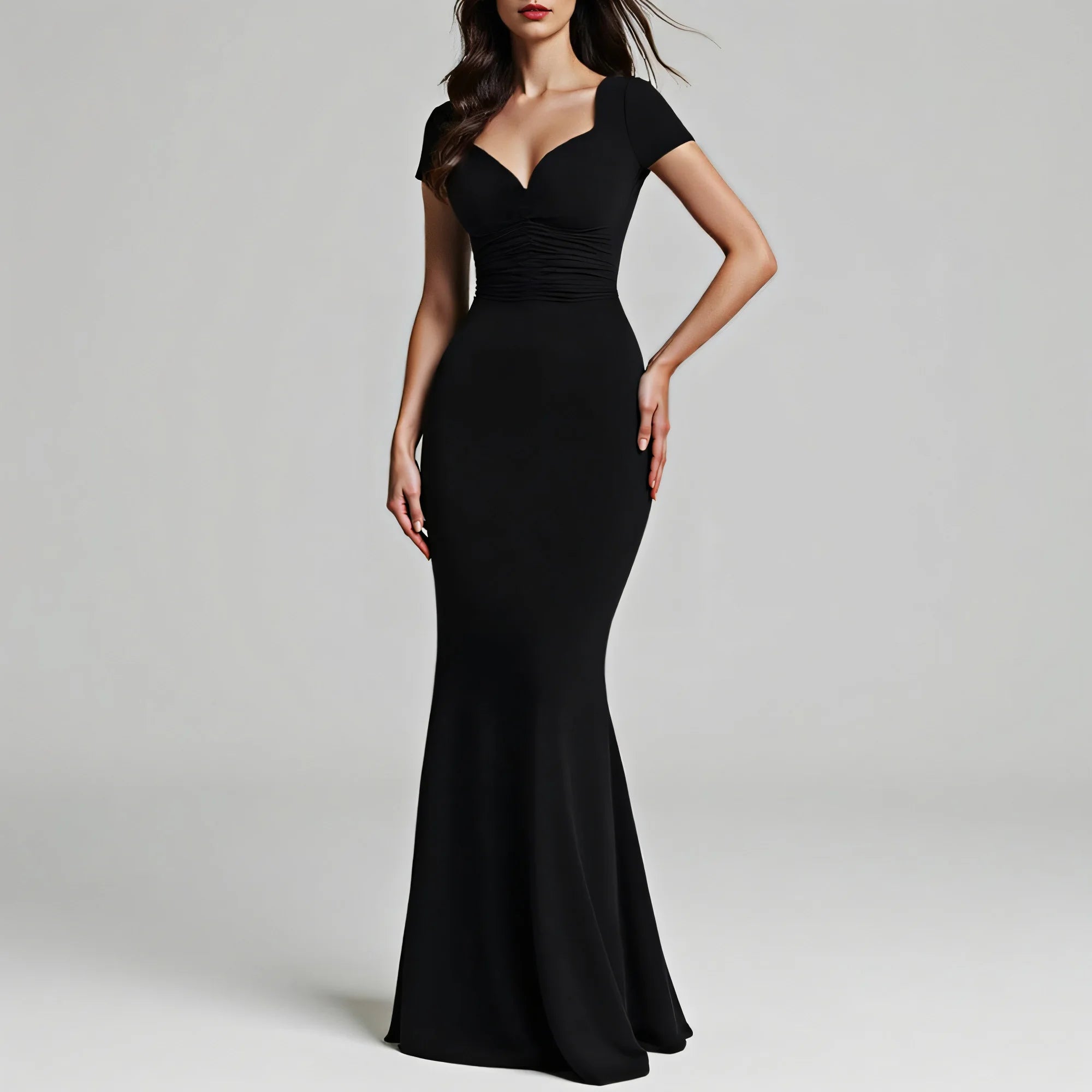Elegantes Maxikleid für Damen – Herzförmiger Ausschnitt, Trompeten-Schnitt & figurbetonte Passform | All-Season Party Dress